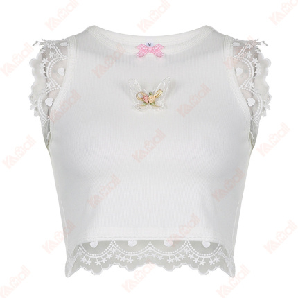 white cotton butterfly tank top
